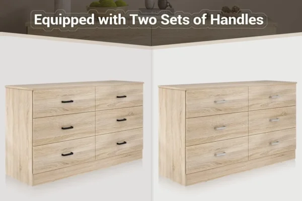 Wood Dresser for Bedroom, 6 Drawer Double Dresser, Modern Chest of Drawers with Deep Drawers, Large Storage - Image 6