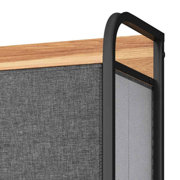 7 Drawers Dresser Fabric Storage Tower Wooden Top Shelf Modern Organizer, Dark Gray - Image 2