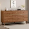 9 Drawer Dresser,63" Wide Mid Century Modern Chest of Drawers,Wooden Bedroom Drawer Dresser with 9 Storage Drawers