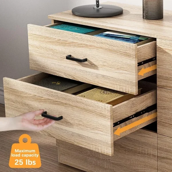 Wood Dresser for Bedroom, 6 Drawer Double Dresser, Modern Chest of Drawers with Deep Drawers, Large Storage - Image 5