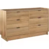 Double Drawer Dresser, 52.5" W x 29.5" H x 16" D, Oak